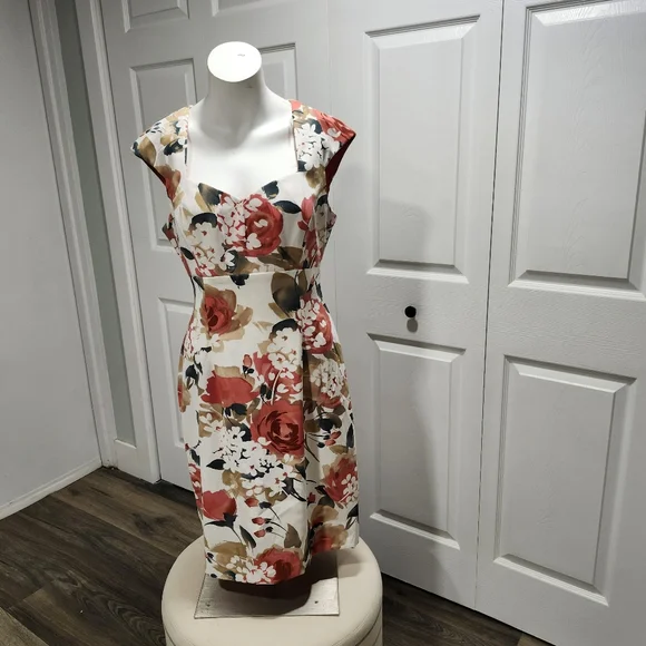 connected apparel | Dresses | Connected Apparel Orange Brown Sheath Dress  Sweetheart Neckline Cap Sleeve | Poshmark